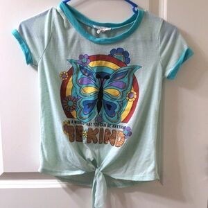'Be Kind' Girls Blue Tee-shirt M (10-12) Front Tie